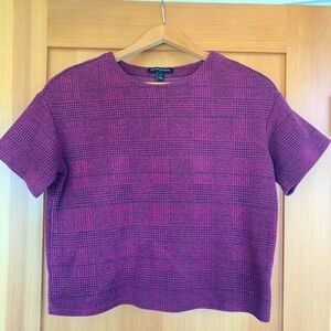 Banana Republic red and black plaid boxy crop shell